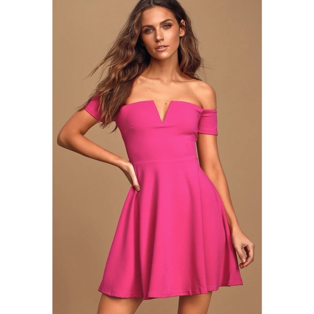 Lulus pink off shoulder v dress